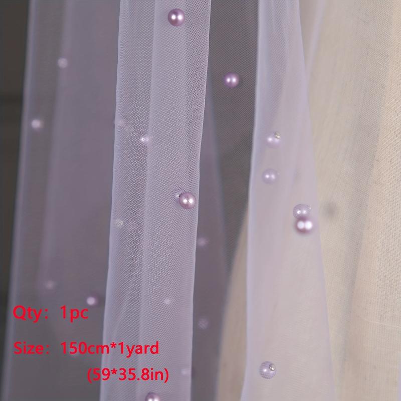 1yard Pearl Tulle Fabric Beads Veil Wedding Decor Organza DIY Lace Mesh