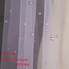 1yard Pearl Tulle Fabric Beads Veil Wedding Decor Organza DIY Lace Mesh