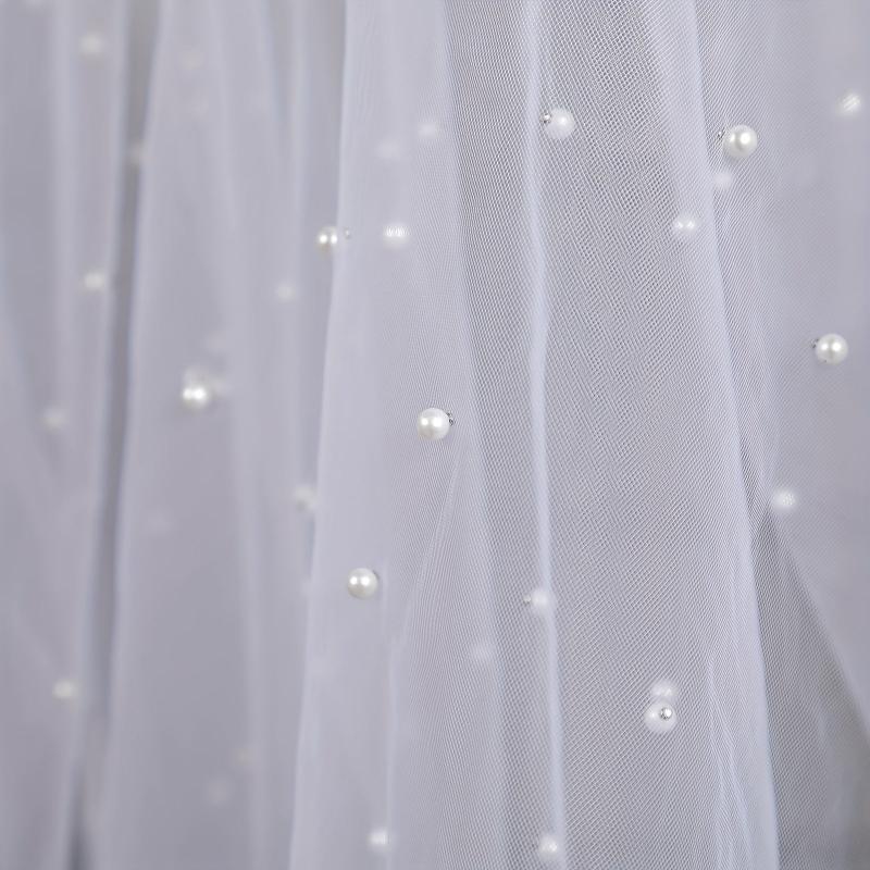 1yard Pearl Tulle Fabric Beads Veil Wedding Decor Organza DIY Lace Mesh