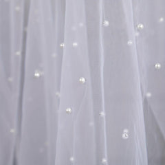 1yard Pearl Tulle Fabric Beads Veil Wedding Decor Organza DIY Lace Mesh
