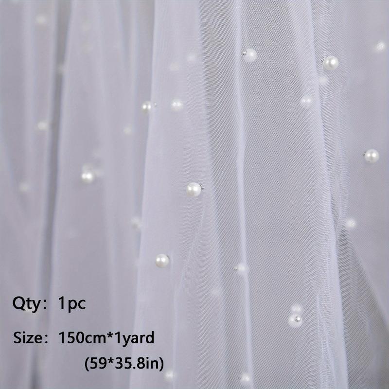 1yard Pearl Tulle Fabric Beads Veil Wedding Decor Organza DIY Lace Mesh
