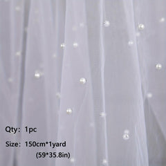 1yard Pearl Tulle Fabric Beads Veil Wedding Decor Organza DIY Lace Mesh