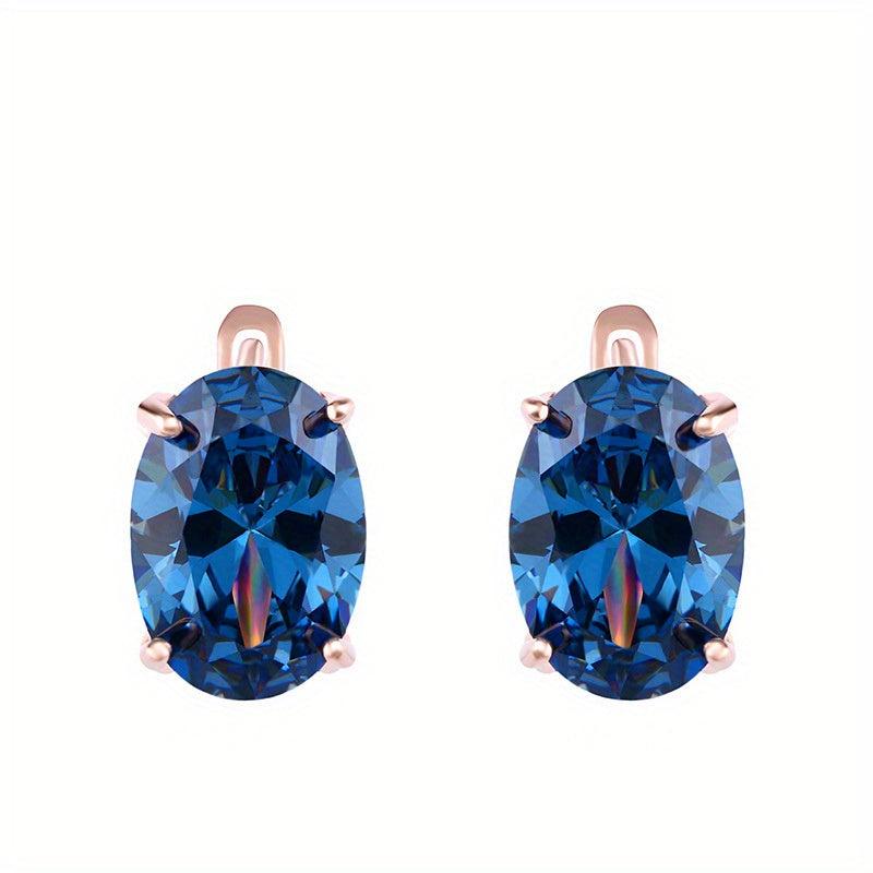 Rose Oval Zircon Earrings Classic Jewelry Gift