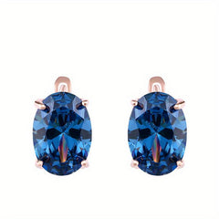 Rose Oval Zircon Earrings Classic Jewelry Gift