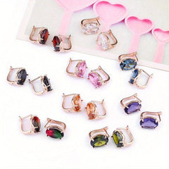 Rose Oval Zircon Earrings Classic Jewelry Gift