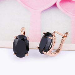 Rose Oval Zircon Earrings Classic Jewelry Gift