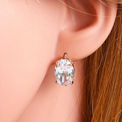 Rose Oval Zircon Earrings Classic Jewelry Gift