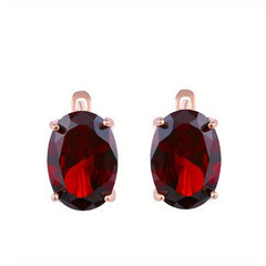 Rose Oval Zircon Earrings Classic Jewelry Gift