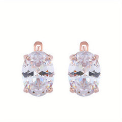 Rose Oval Zircon Earrings Classic Jewelry Gift