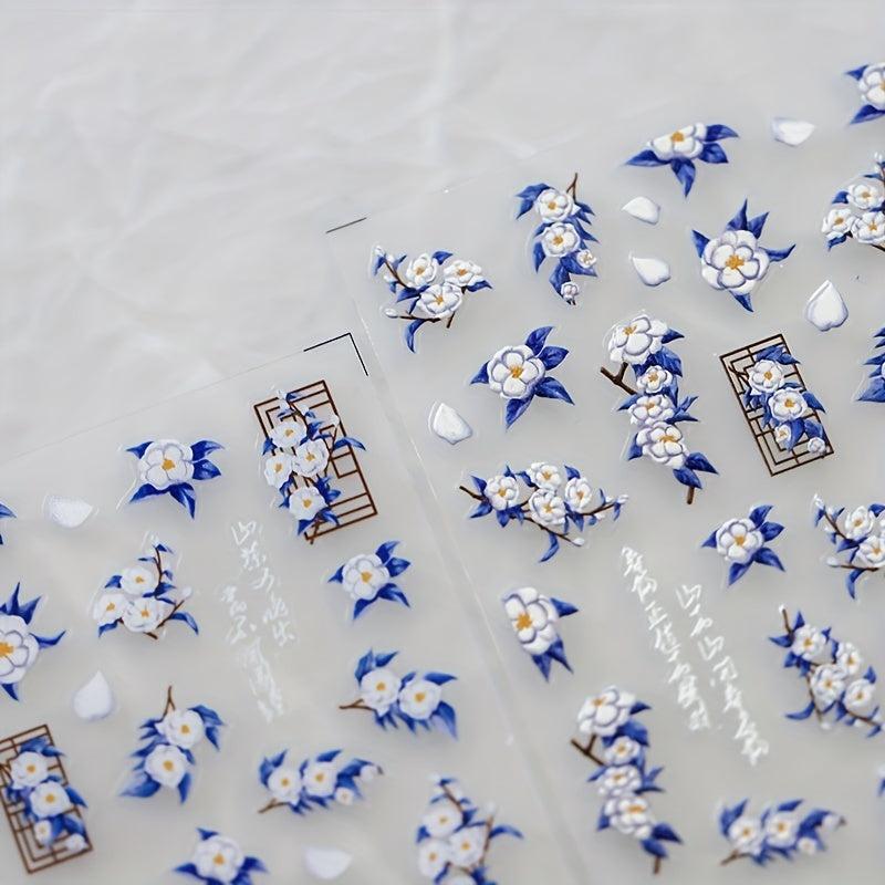 3D Camellia Nail Art Sticker Decals
