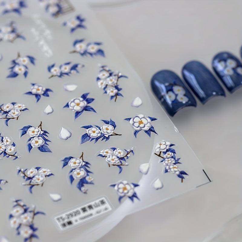 3D Camellia Nail Art Sticker Decals