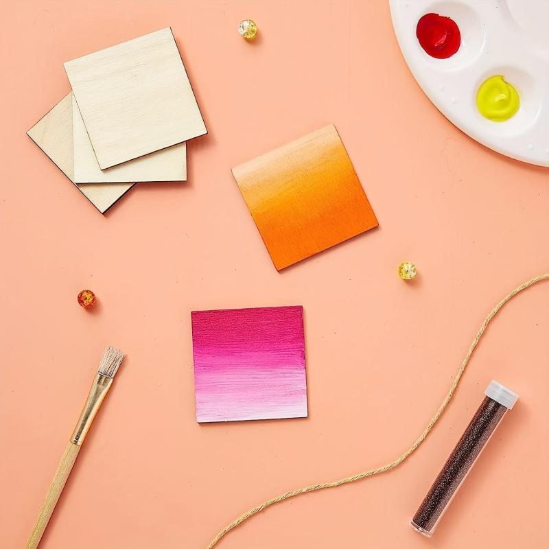 60pcs Wooden Cutout Tiles for DIY Crafts & Painting