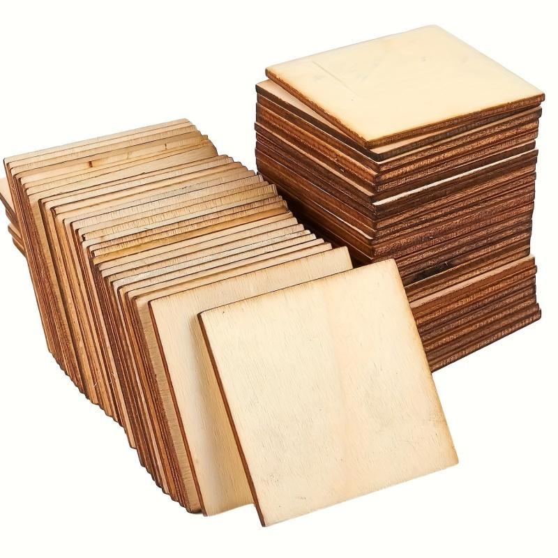 60pcs Wooden Cutout Tiles for DIY Crafts & Painting