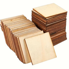60pcs Wooden Cutout Tiles for DIY Crafts & Painting