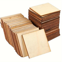 60pcs Wooden Cutout Tiles for DIY Crafts & Painting