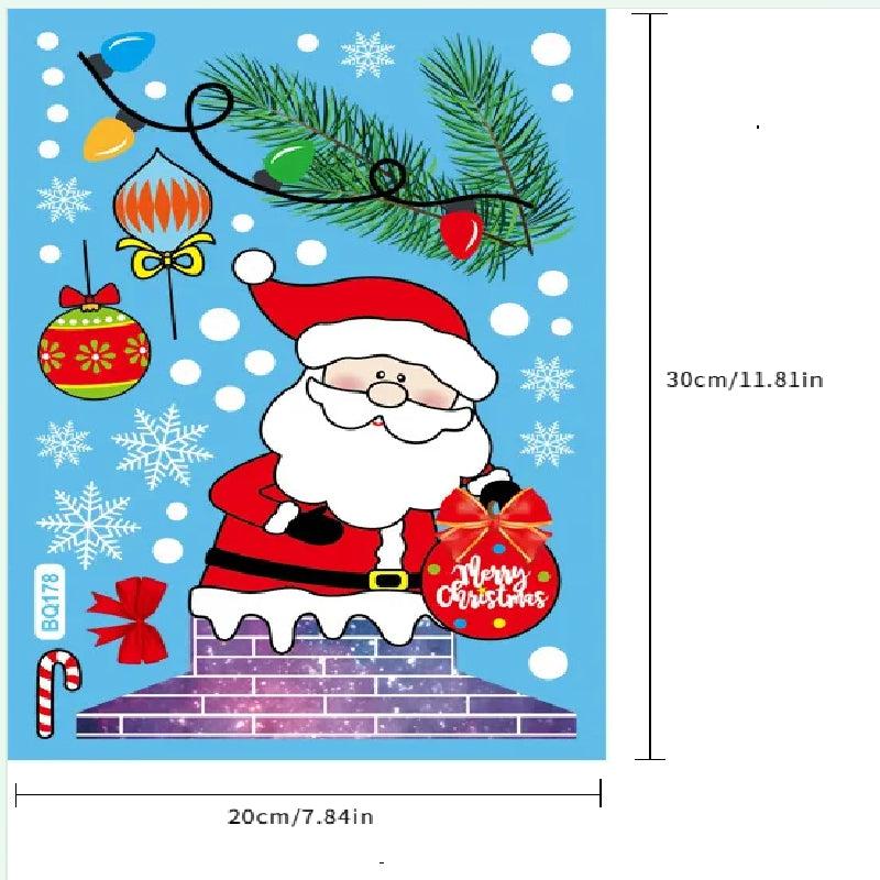 Christmas Decoration Glass Stickers Snowman Reindeer Candy Man