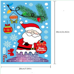 Christmas Decoration Glass Stickers Snowman Reindeer Candy Man