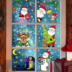 Christmas Decoration Glass Stickers Snowman Reindeer Candy Man