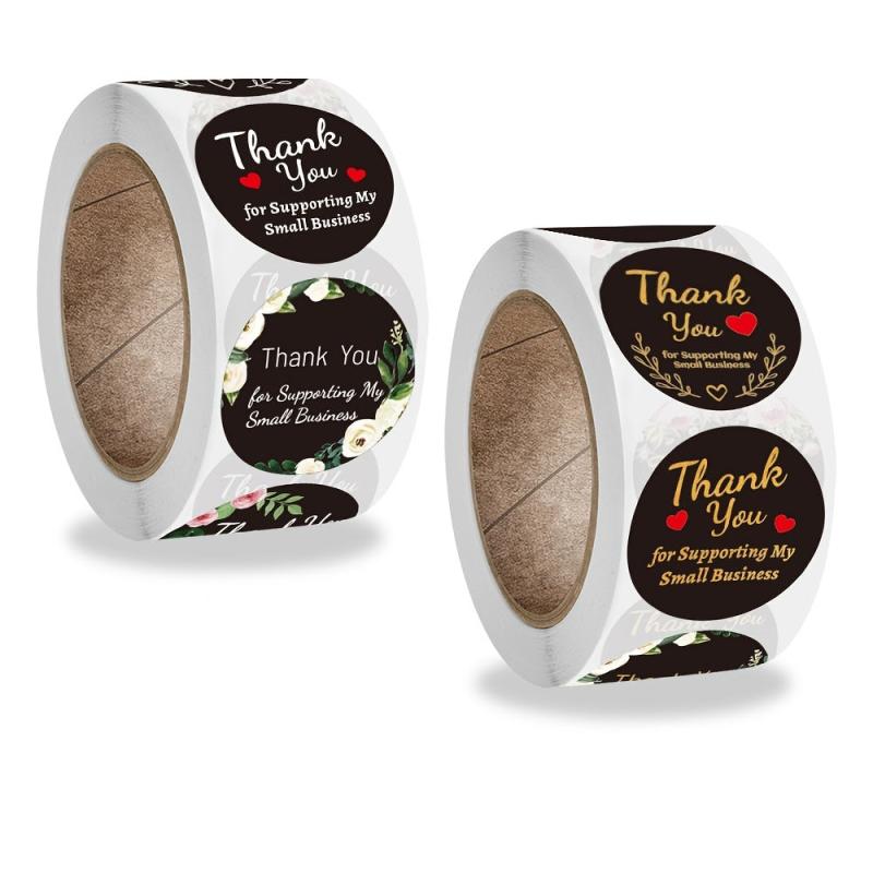 500pcs Thank You Round Stickers for Bakery Scrapbooking & Decorating