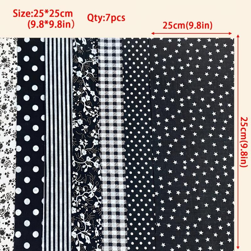 7pcs DIY Flower Series Cotton Fabric Block Printed Fabric Group Handicraft