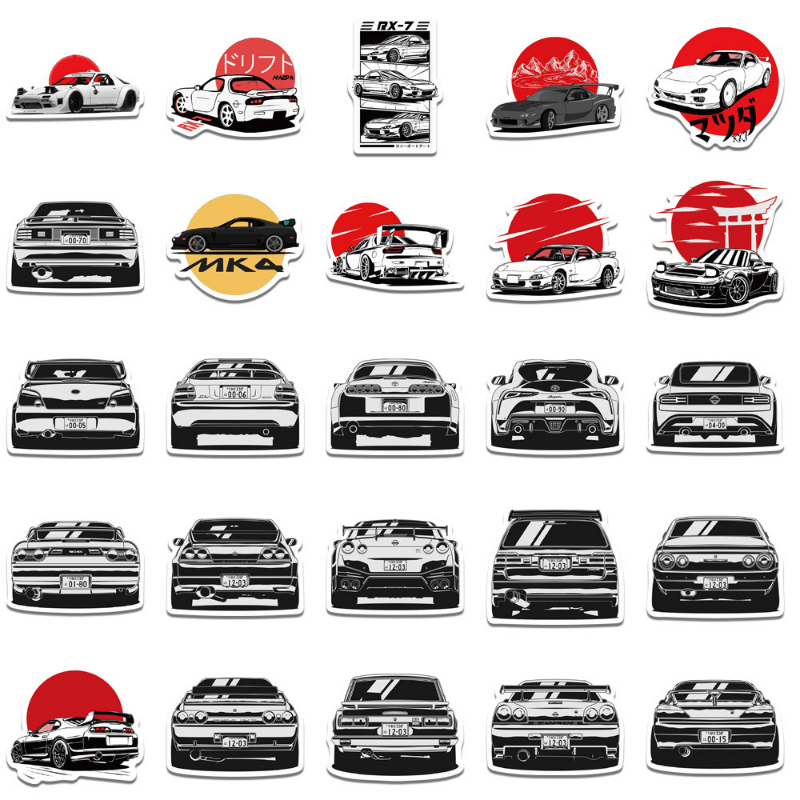 50pcs Racing Stickers Supercars JDM Sports Cars Motorcycles