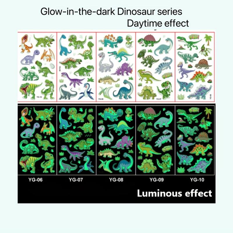 5-Pack Waterproof Cartoon Dinosaur Tattoos for Parties