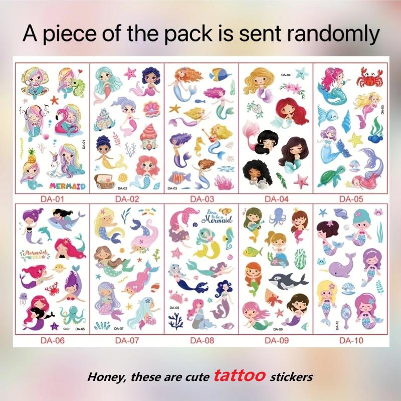 Cartoon Mermaid Temporary Tattoo Stickers Waterproof Fun Party Stickers