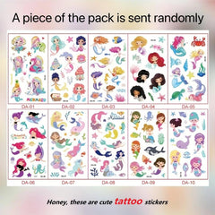 Cartoon Mermaid Temporary Tattoo Stickers Waterproof Fun Party Stickers