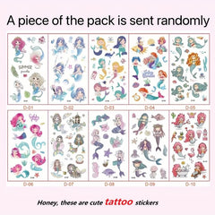 Cartoon Mermaid Temporary Tattoo Stickers Waterproof Fun Party Stickers