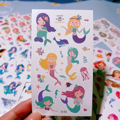 Cartoon Mermaid Temporary Tattoo Stickers Waterproof Fun Party Stickers