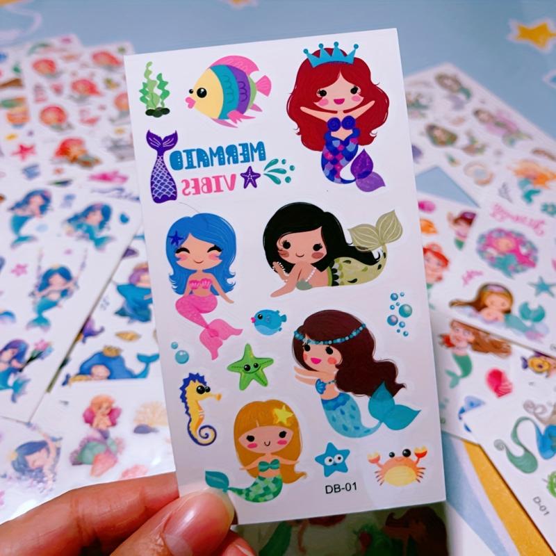 Cartoon Mermaid Temporary Tattoo Stickers Waterproof Fun Party Stickers