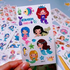 Cartoon Mermaid Temporary Tattoo Stickers Waterproof Fun Party Stickers
