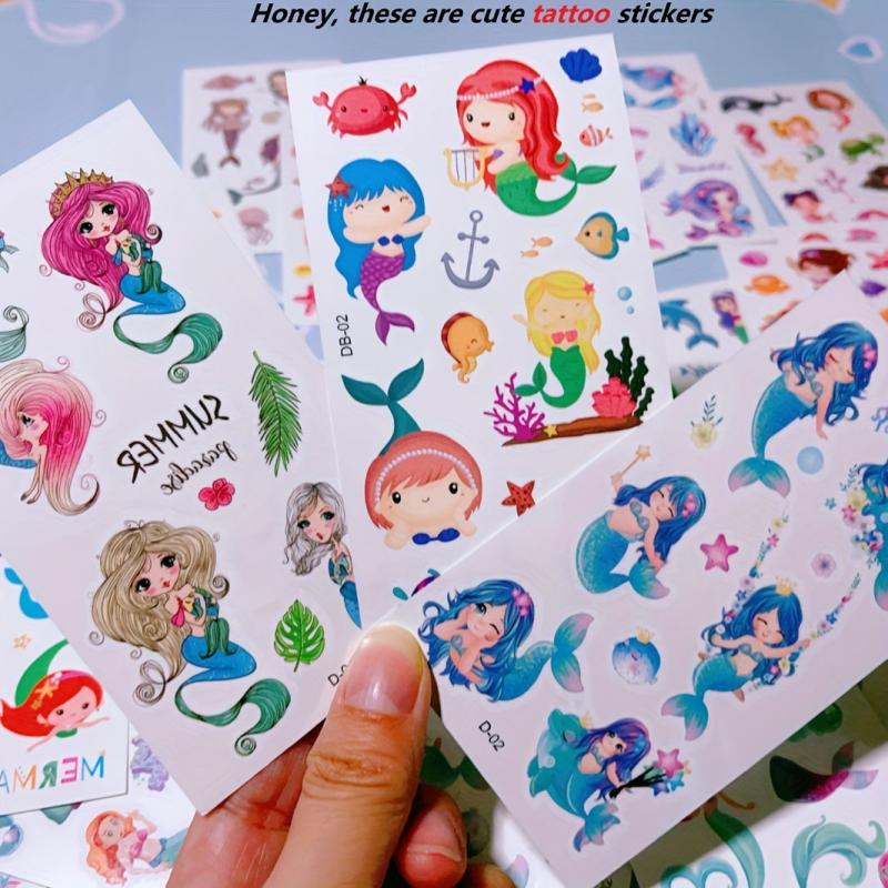 Cartoon Mermaid Temporary Tattoo Stickers Waterproof Fun Party Stickers