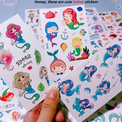 Cartoon Mermaid Temporary Tattoo Stickers Waterproof Fun Party Stickers
