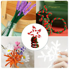 400pcs Christmas Chenille Sticks with 50 Bobbles Glitter Pipe Cleaners