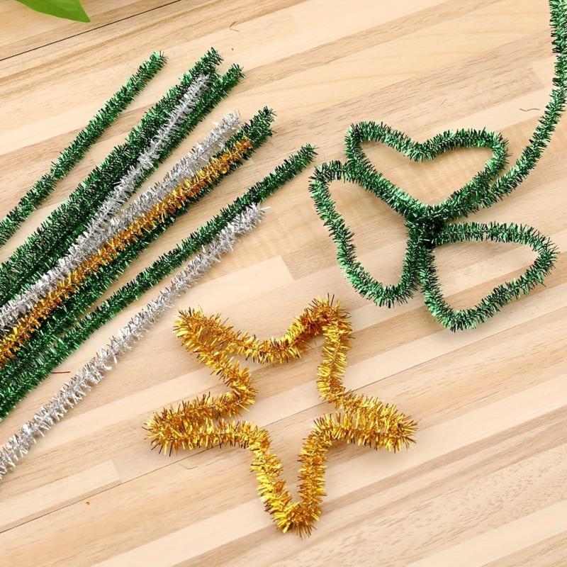 400pcs Christmas Chenille Sticks with 50 Bobbles Glitter Pipe Cleaners