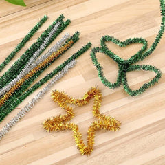 400pcs Christmas Chenille Sticks with 50 Bobbles Glitter Pipe Cleaners