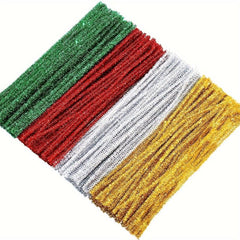 400pcs Christmas Chenille Sticks with 50 Bobbles Glitter Pipe Cleaners