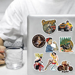 Waterproof Cartoon Motorcycle Girl Graffiti Stickers for Decoration
