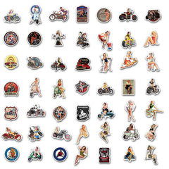 Waterproof Cartoon Motorcycle Girl Graffiti Stickers for Decoration
