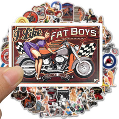 Waterproof Cartoon Motorcycle Girl Graffiti Stickers for Decoration