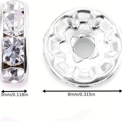 700pcs Spacer Beads Rhinestone Charms for Jewelry Making 8mm 10 Colors