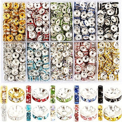 700pcs Spacer Beads Rhinestone Charms for Jewelry Making 8mm 10 Colors