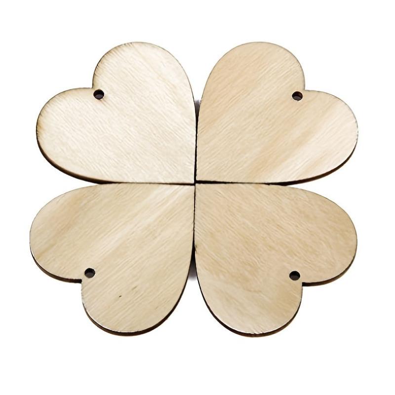 25pcs 40mm Blank Heart Wooden Slices Discs For DIY Crafts Embellishments