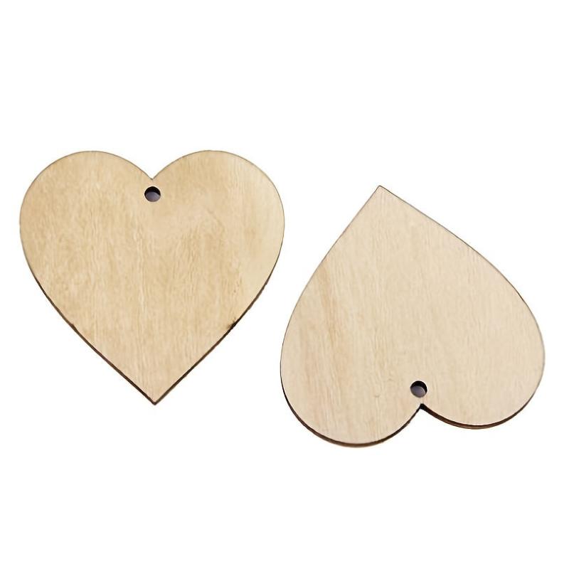 25pcs 40mm Blank Heart Wooden Slices Discs For DIY Crafts Embellishments