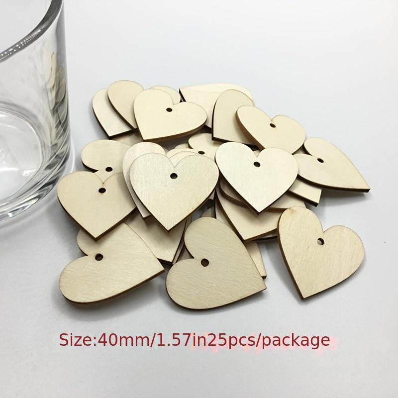 25pcs 40mm Blank Heart Wooden Slices Discs For DIY Crafts Embellishments