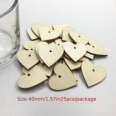25pcs 40mm Blank Heart Wooden Slices Discs For DIY Crafts Embellishments
