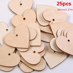 25pcs 40mm Blank Heart Wooden Slices Discs For DIY Crafts Embellishments