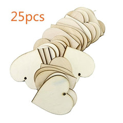 25pcs 40mm Blank Heart Wooden Slices Discs For DIY Crafts Embellishments