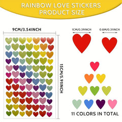 1680pcs Heart Stickers Colorful Self Adhesive Decorative Stickers